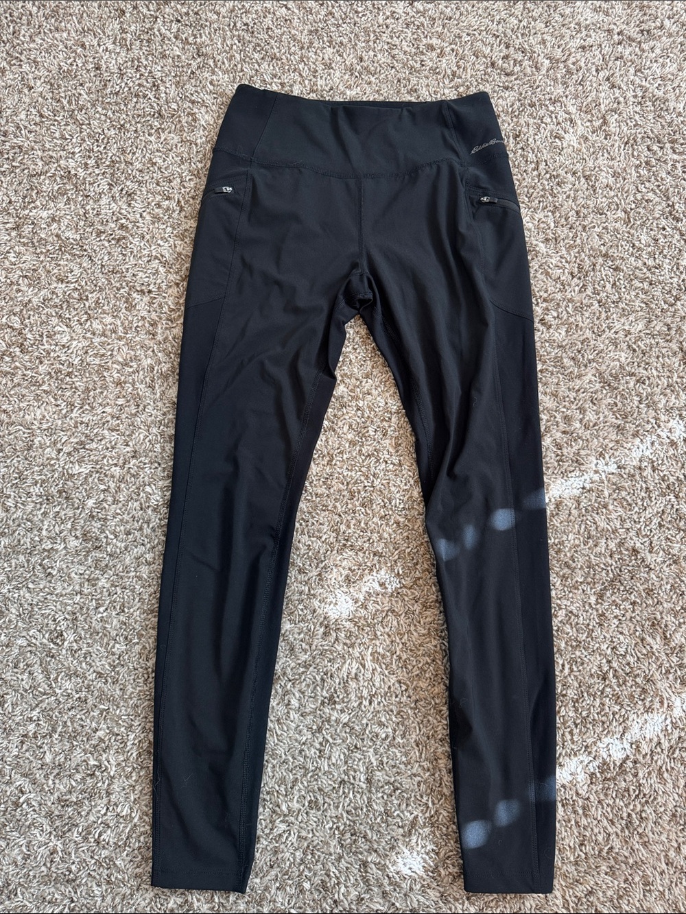 Eddie Bauer Black High Rise Trail Leggings Zip Pockets Size Small